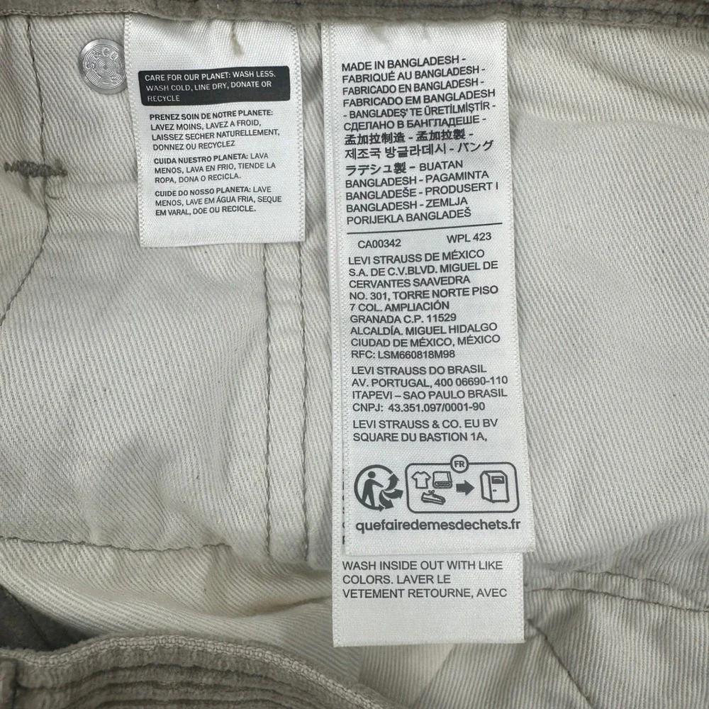 New‎ Levis 578 Baggy Corduroy Pants Mens 36x30 Grey Tan Wide Leg 100% Cotton NWT